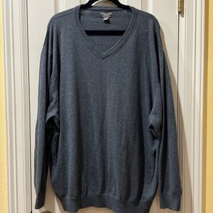 Oak Hill Men's Gray V-Neck Cashmere Blend Sweater Size 3XL Classic Minimalist